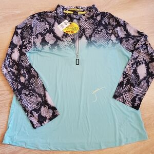 Jamie Sadock Sunsense LS Women’s Golf 1/4 Zip Python Fade SPF 50 Sz XXL NWT $95